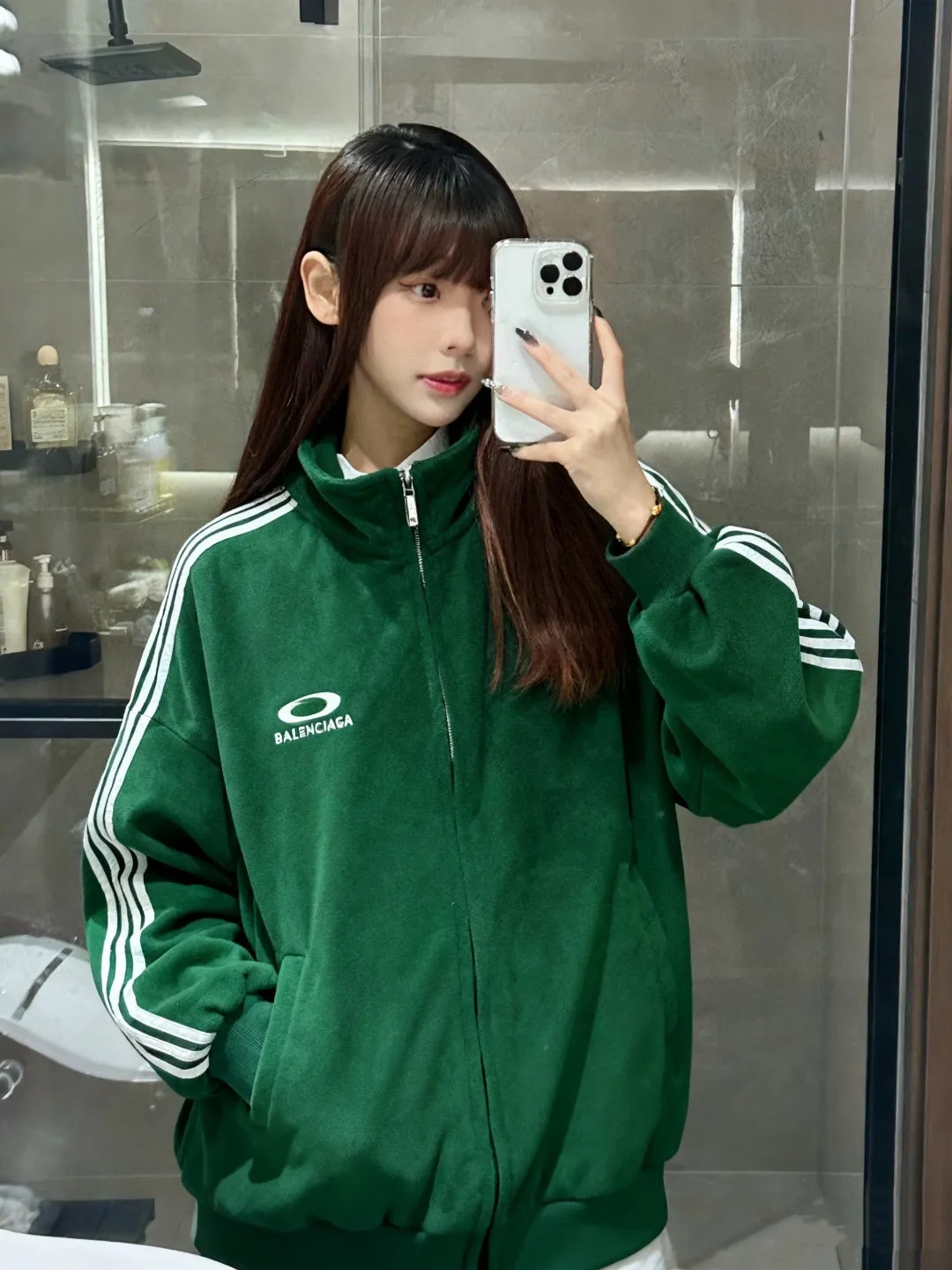 Balenciaga / Balenciaga five-bar drawstring half-ring embroidered polar fleece cotton jacket Upper body consultation picture ℹ️